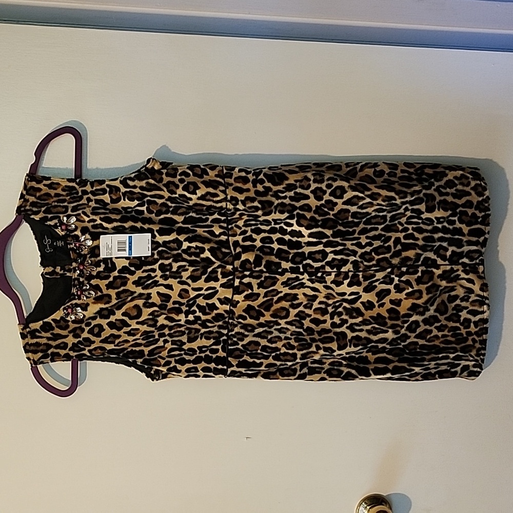 XL Tween girls dress leopard print